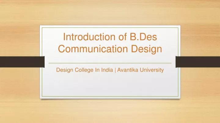 introduction of b des communication design