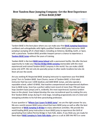 best tandem base jumping company get the best