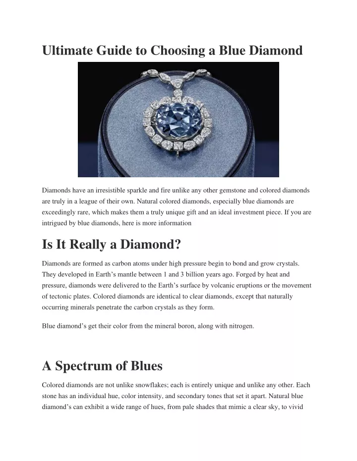 ultimate guide to choosing a blue diamond