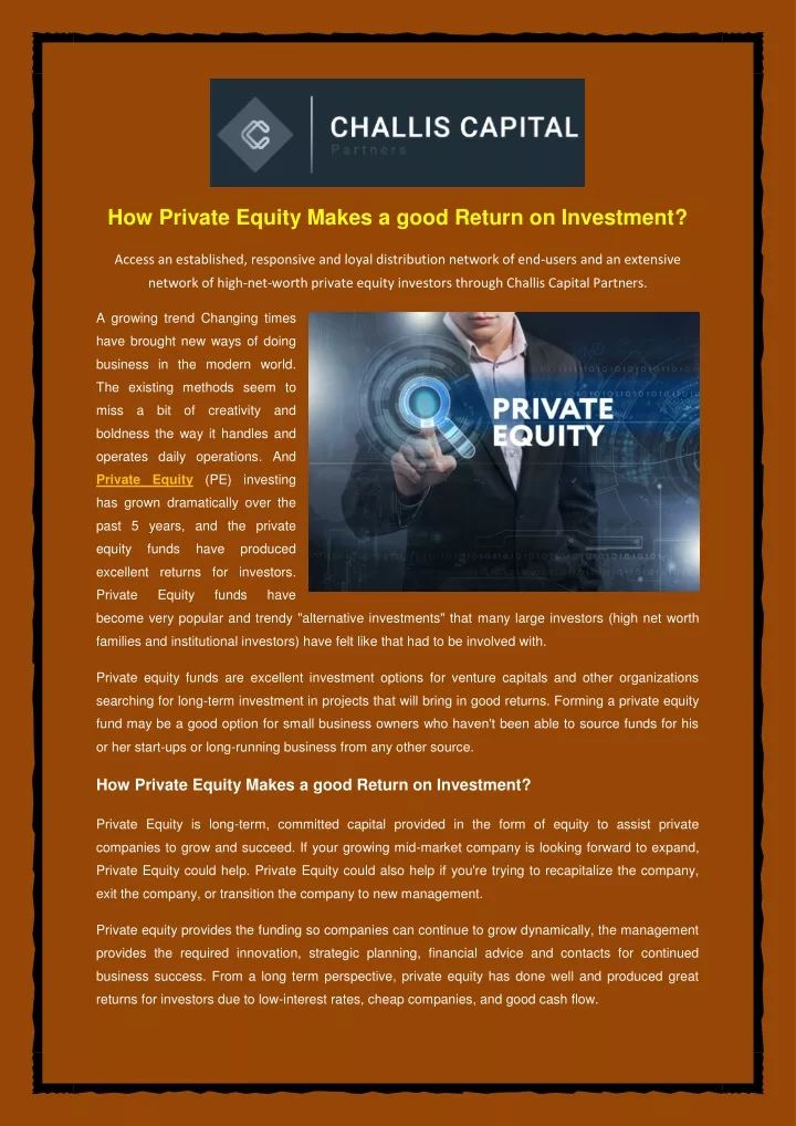 how private equity makes a good return