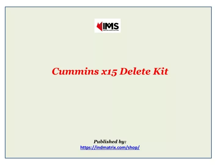 cummins x15 delete kit published by https indmatrix com shop