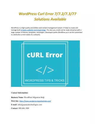 WordPress Curl Error 77.27.377 Solutions Available