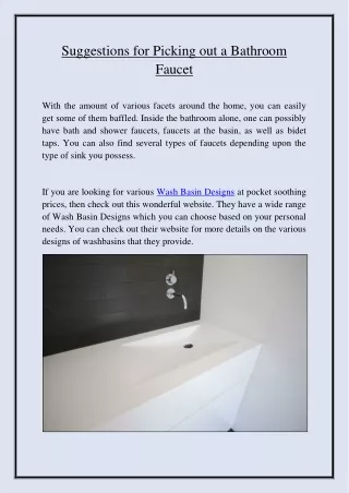 suggestions for picking out a bathroom faucet