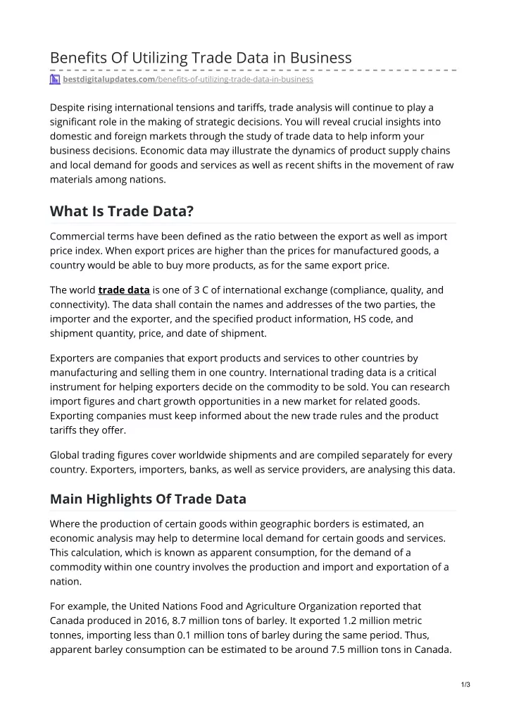 benefits of utilizing trade data in business