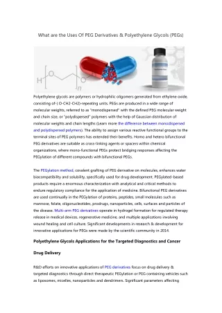 what are the uses of peg derivatives polyethylene