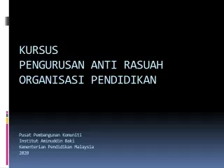 kursus pengurusan anti rasuah organisasi