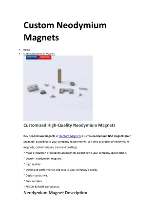 Custom Neodymium Magnets