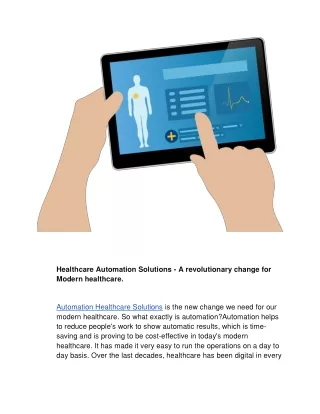 healthcare automation solutions a revolutionary