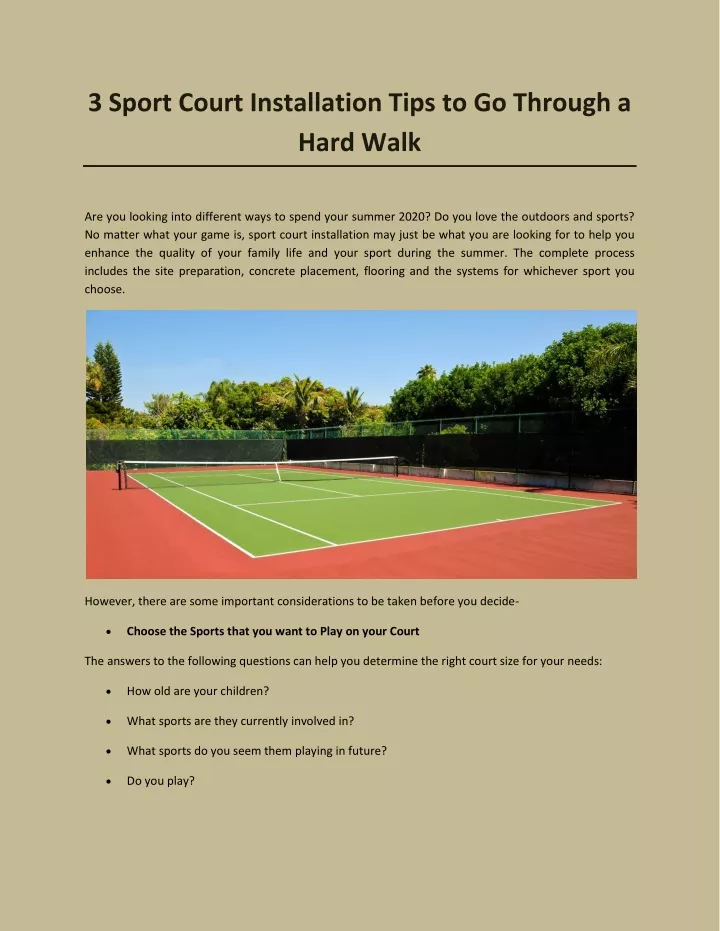 3 sport court installation tips to go through