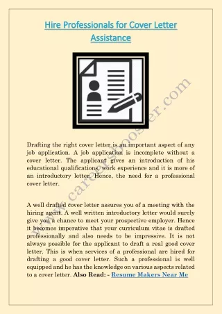 Hire Professionals for Cover Letter Assistance