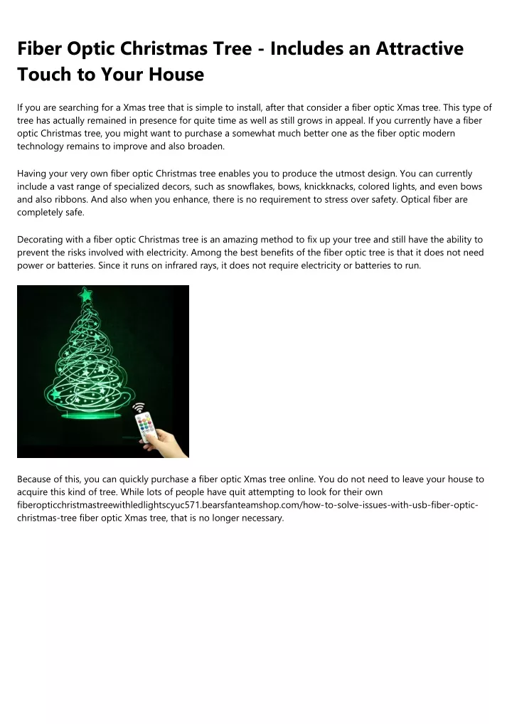 fiber optic christmas tree includes an attractive