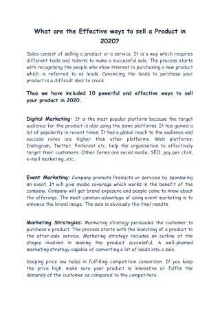what are the effective ways to sell a product