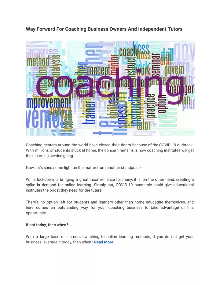 way forward for coaching business owners