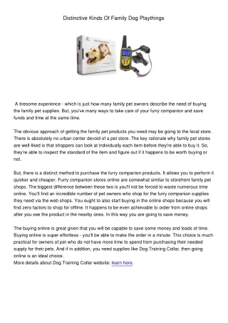 distinctive kinds of family dog playthings