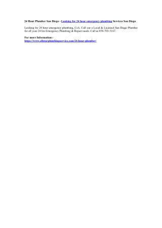 24 hour plumber san diego looking for 24 hour