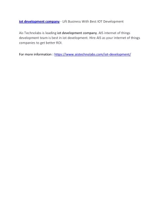 iot development company lift business with best