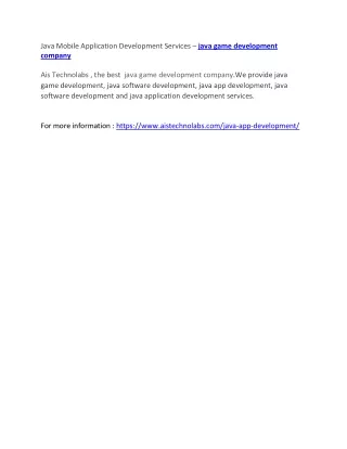 java mobile application development services java