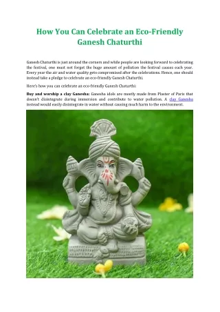 how you can celebrate an eco friendly ganesh