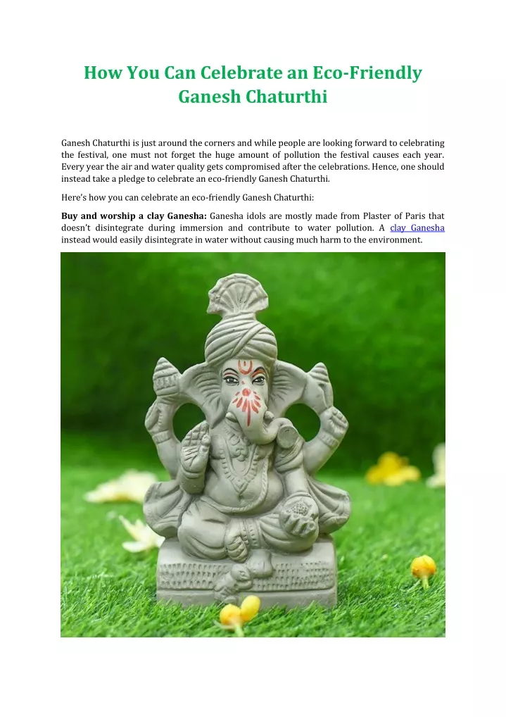 how you can celebrate an eco friendly ganesh