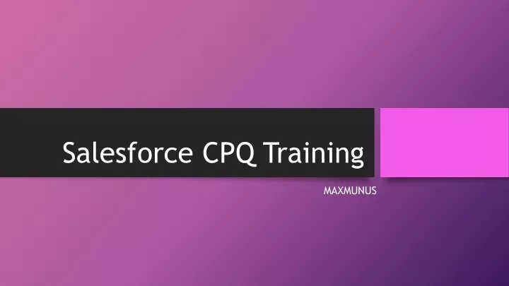 salesforce cpq training