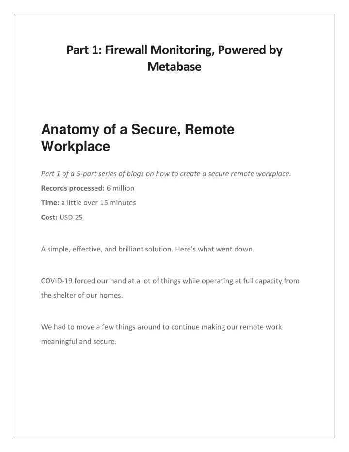 part 1 firewall monitoring powered by metabase