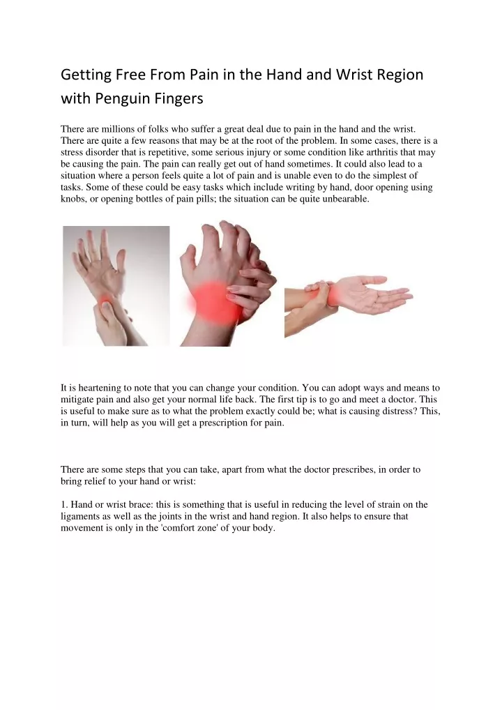 getting free from pain in the hand and wrist