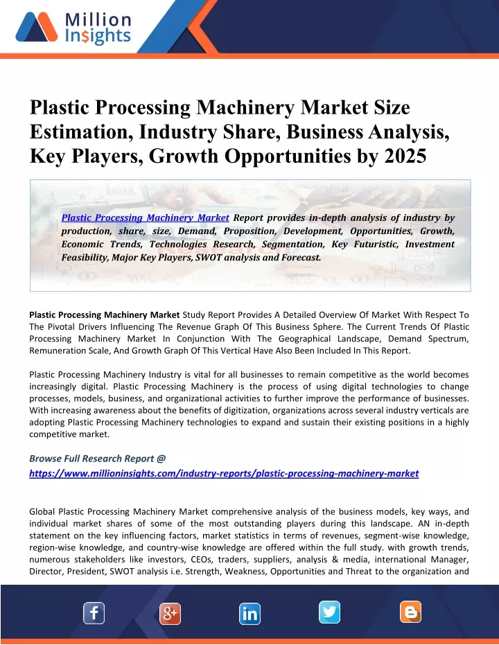 plastic processing machinery market size
