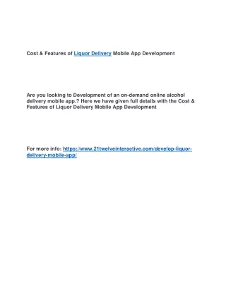 cost features of liquor delivery mobile