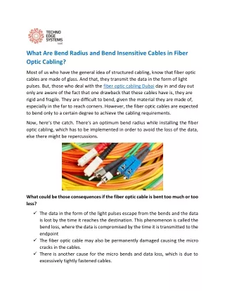 what are bend radius and bend insensitive cables