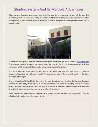shading system and its multiple advantages