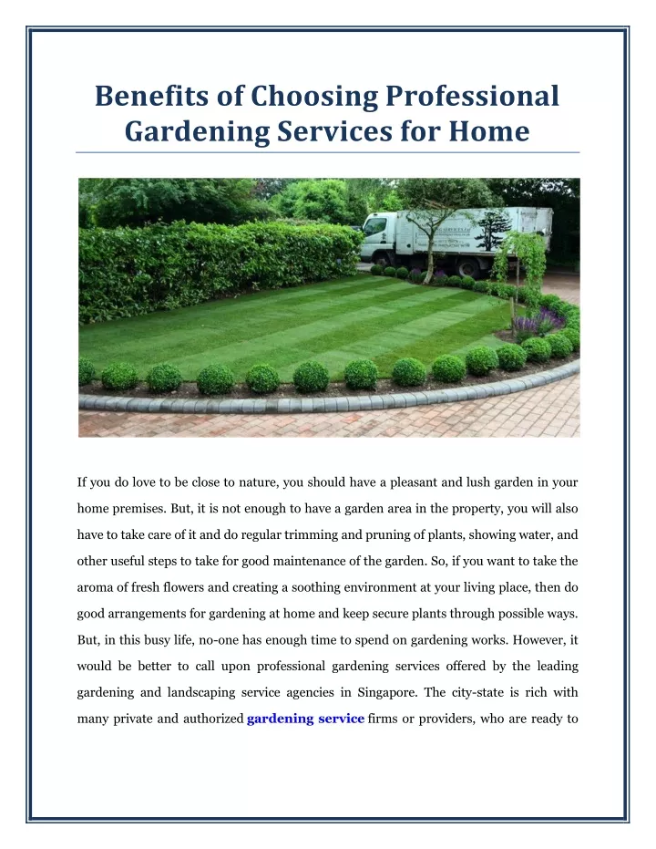 benefits of choosing professional gardening