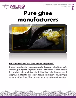 Pure Ghee Manufacturers