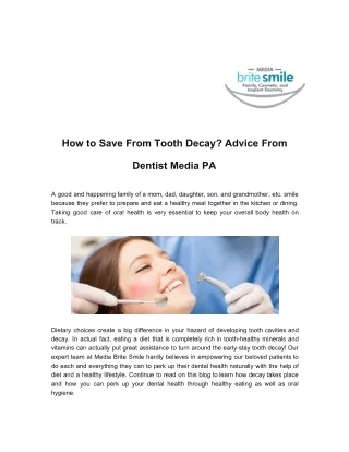 How to Save From Tooth Decay? Advice From Dentist Media PA