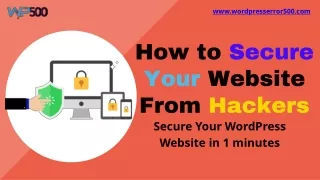 How to Secure Your Website From Hackers [Secure Your WordPress Website in 1 minute]