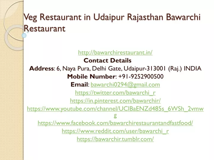 veg restaurant in udaipur rajasthan bawarchi restaurant