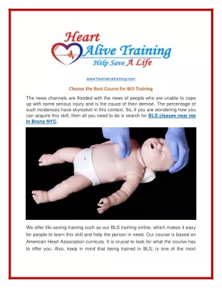 Choose the Best Course for BLS Training