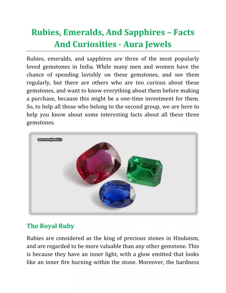 rubies emeralds and sapphires facts
