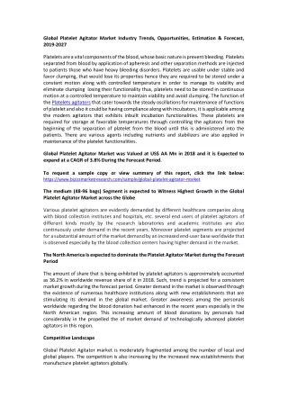 global platelet agitator market industry trends