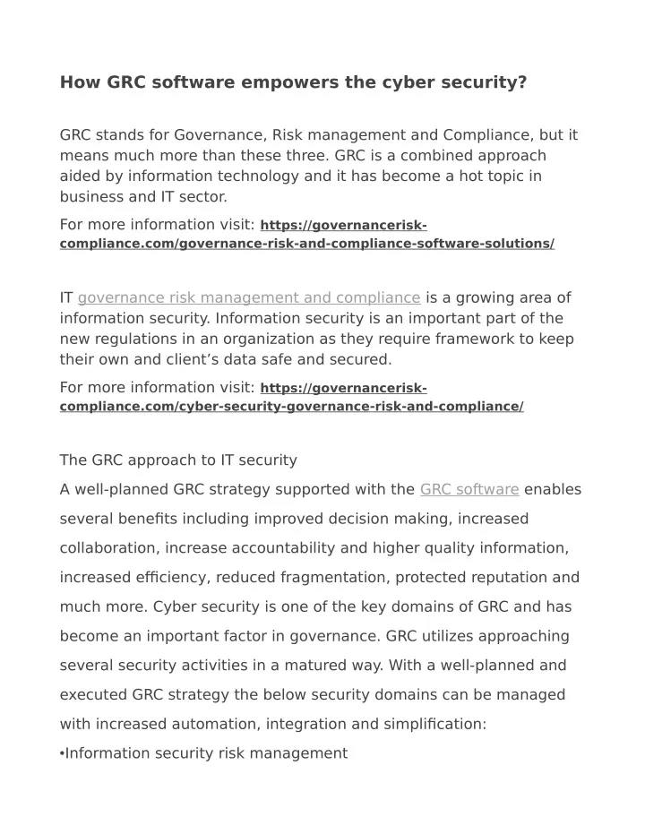 how grc software empowers the cyber security