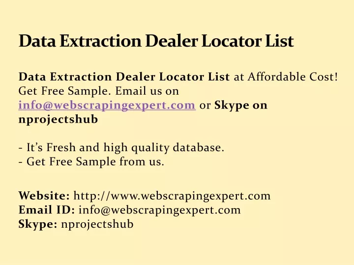 data extraction dealer locator list