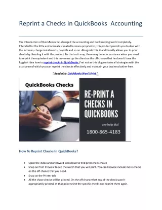 reprint a checks in quickbooks accounting