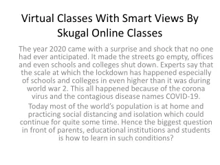 virtual classes with smart views by skugal online classes
