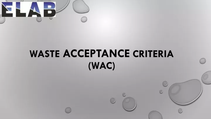 waste acceptance criteria wac