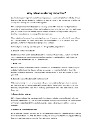 why is lead nurturing important