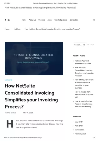 How NetSuite Consolidated Invoicing Simplifies your Invoicing Process?