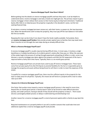 reverse mortgage payoff how does it work