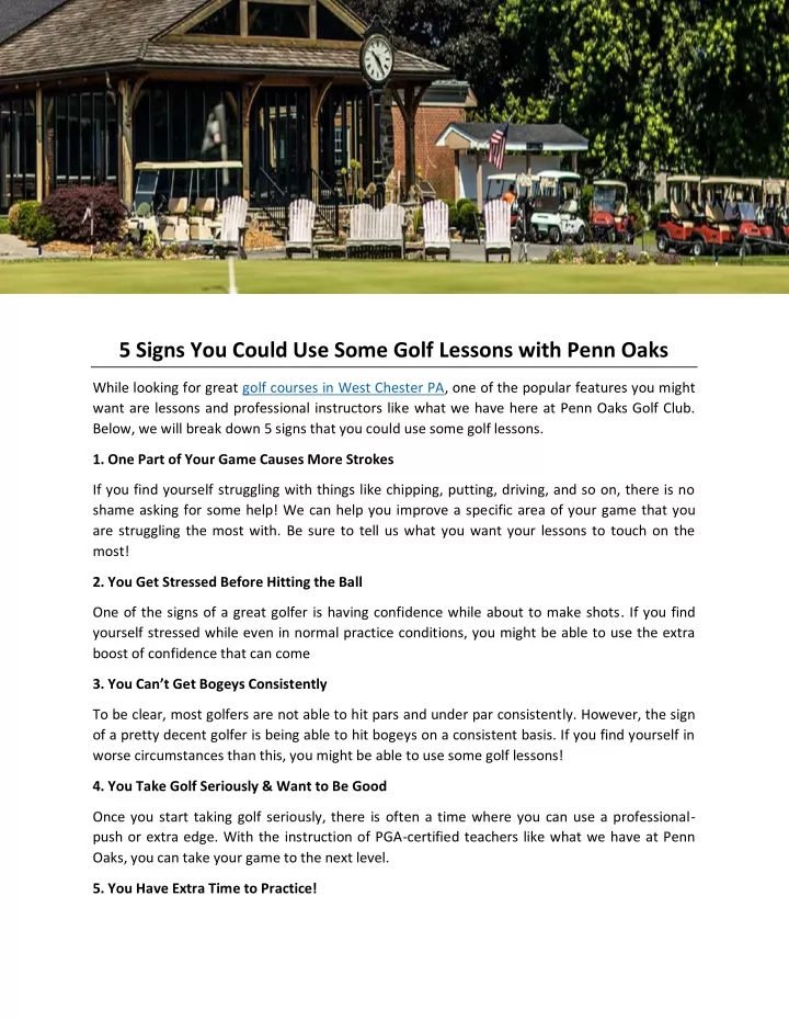 5 signs you could use some golf lessons with penn