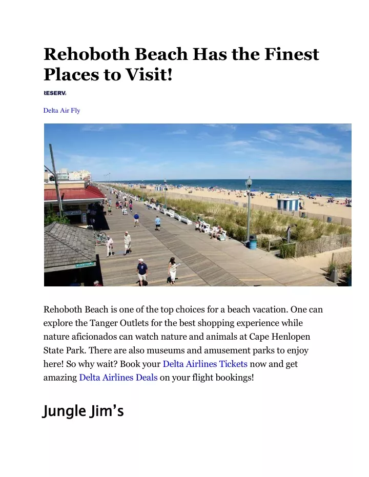 rehoboth beach has the finest places to visit