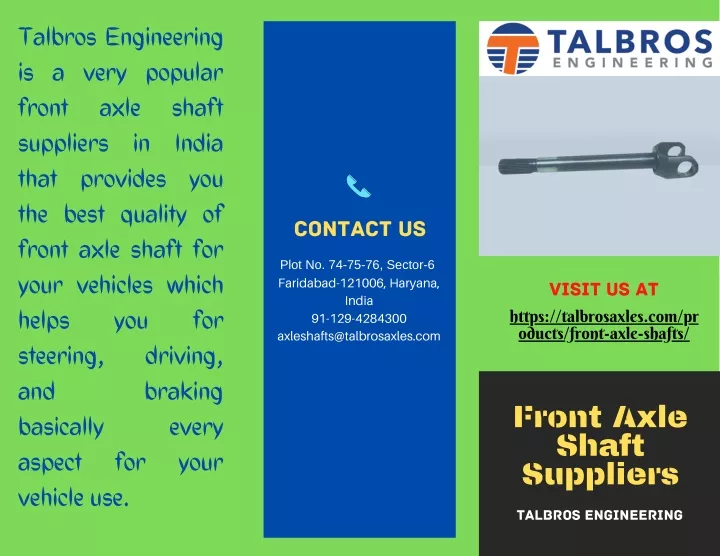 talbros engineering is a very popular front axle