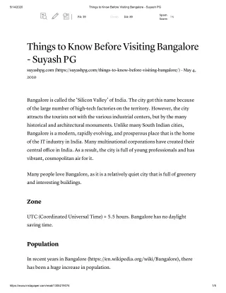Things to Know Before Visiting Bangalore